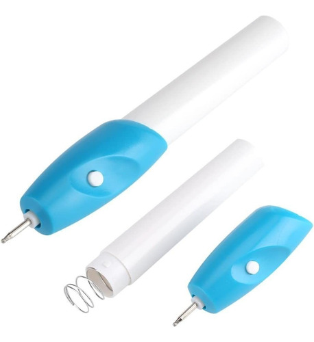 Lapiz Grabador Electrico De Metales Vidrio Placas Portatil Tinta Cian Exterior Blanco/Celeste