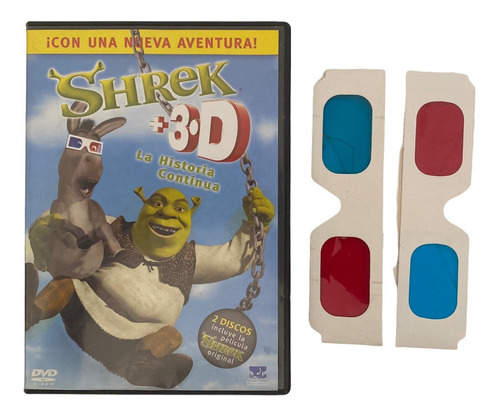 Dvd Original Shrek + Shrek 3d La Historia Continua 2 Lentes