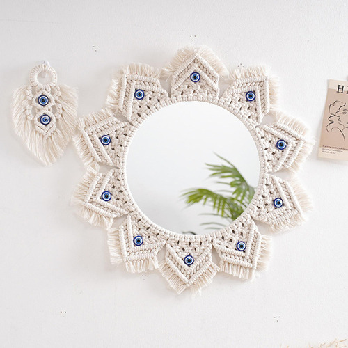 * Espejo De Pared Colgante, Espejo Decorativo Con Flecos De