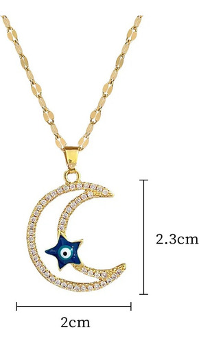 Collar De Luna Y Estrella En Ojo Turco - Talismán Protector