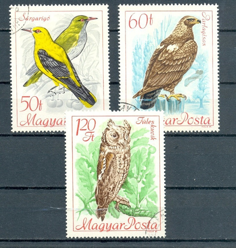 Estampillas De Hungría  Aves Calandria Buho Águila 1968