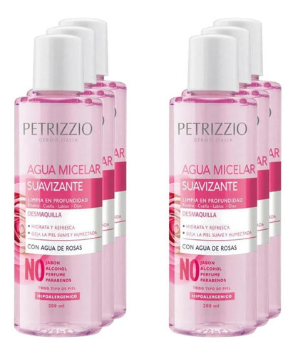 Pack 6 Aguas Micelares De Rosas 200 Ml Petrizzio