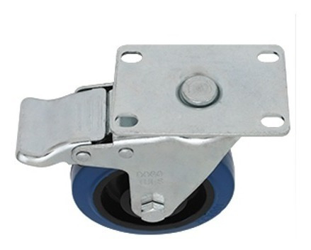 Rodaja Goma Elástica Azul Giratoria Placa Con Freno De 5''