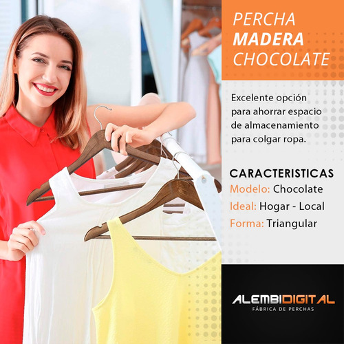 Pack 10 Perchas De Madera Lustrada Importada Premium Hotel