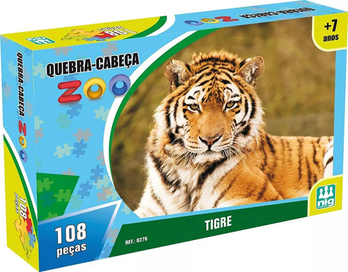 Quebra Cabeça Zoo Tigre 108 Peças - Nig Brinquedos