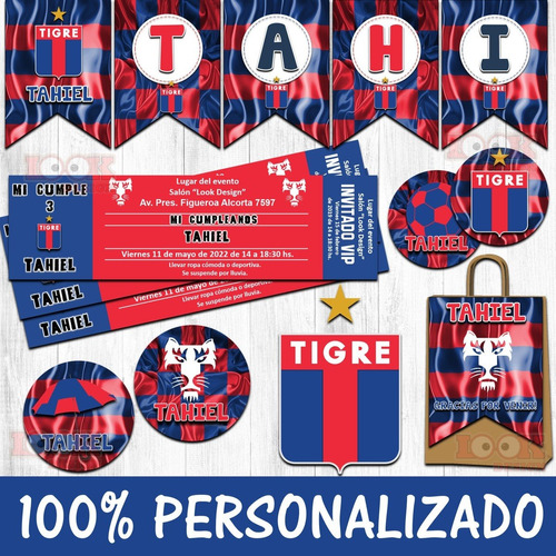 Kit Imprimible Candy Bar Club Tigre Fútbol Personalizado Pdf