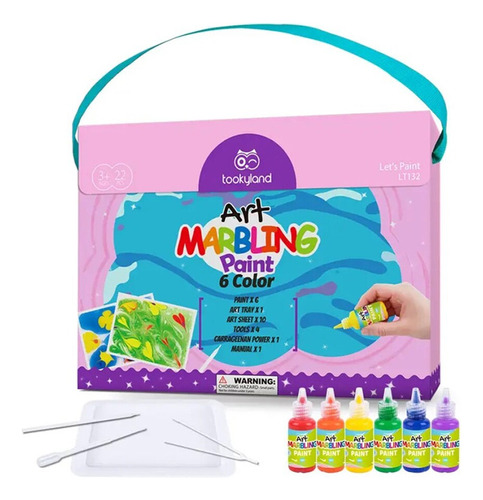 Kit De Arte Con Pintura Al Agua Artística Marmolada X6 Niños