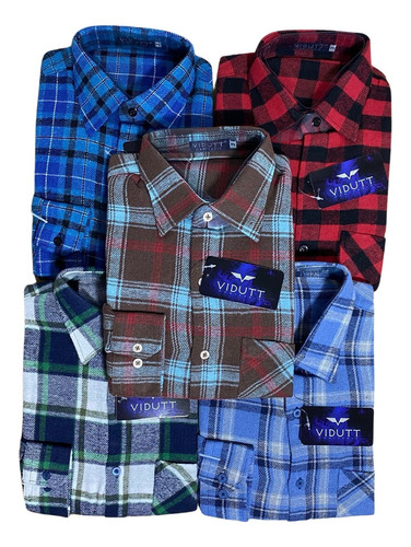 Kit 5 Camisas Masculina Country Xadrez Flanelada Ref: 1109