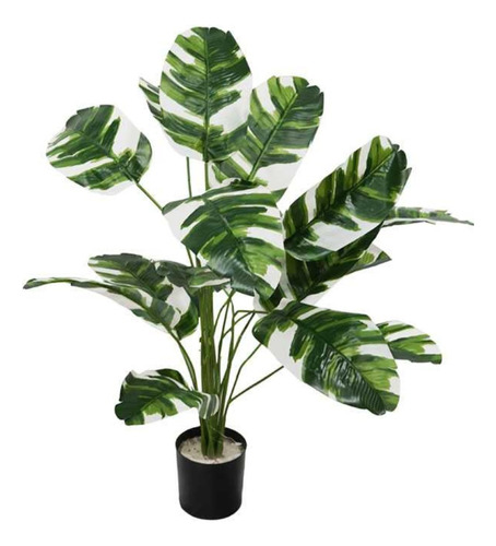 Planta Artificial Decorativa De Banano Variegado 80cm