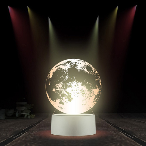 Luz Nocturna Creativa 3d Con Atenuación De Tres Colores, For