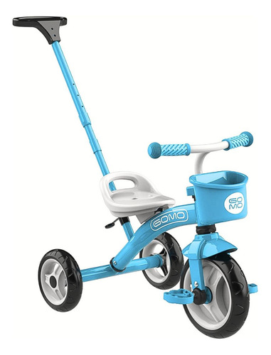 Triciclo Para Niños Multifuncional Resistente Gomo C/ Bastón Color Agua