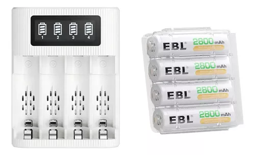 Combo Ebl Cargador Inteligente Usb + 4 X Pilas Aa 2800mah