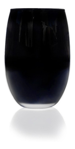 Vaso Bombe Negro Vidrio Color Elegante Sin Tallo Unidad