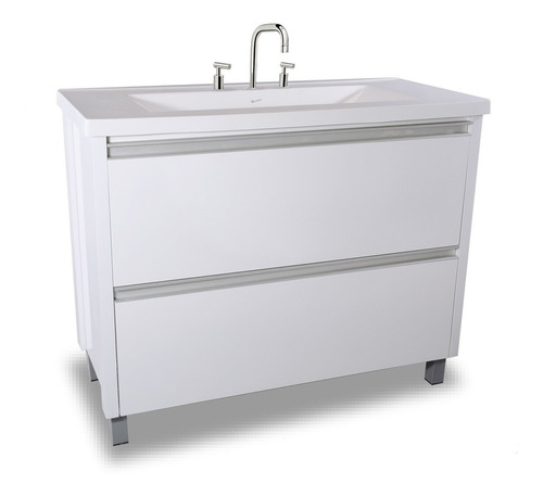 Vanitory Mueble De Baño Marmoreo 100 Mdf Laqueado Un Metro + Bacha Marmolina 1 O 3 Ag  + Patas Pvc