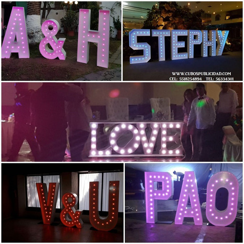 Imagen 1 de 10 de Letras Gigantes Para Eventos,iluminadas,mesa Novios, Xv Años