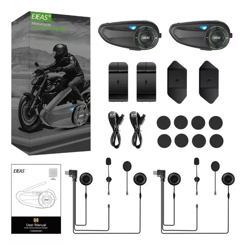 Intercomunicador Casco Moto Ejeas Q8 Duo (pack 2 Intercom)