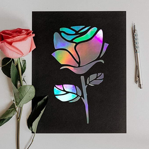 Vinilo Adhesivo Holográfico, Cromado, Para Manualidades, D. Glossy Rainbow Silver