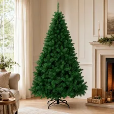 Árbol De Navidad Artificial 1.60m Frondoso Pino Realista Con Base Metálica Marthing Resistente Fácil De Armar Para Decoración Navideña Hogar Sala Oficina Fiesta Navidad Interior Verde
