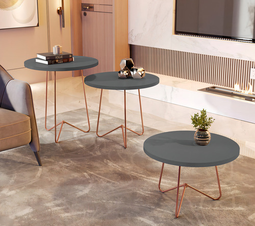 Mesa de apoio lateral industrial 060x064 - 8004 Onyx Color | Bronze