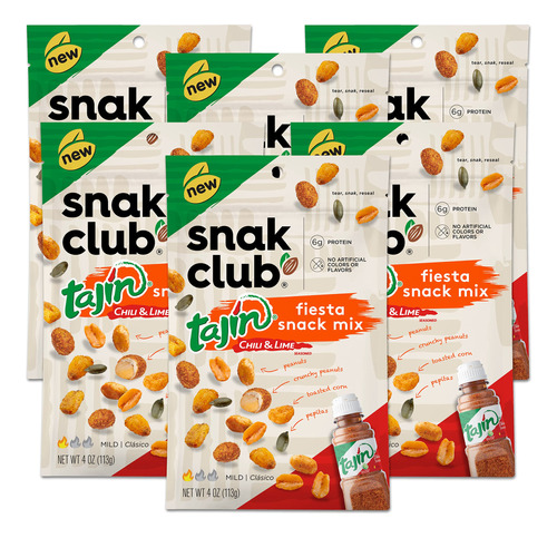 Snak Club Tajin Fiesta Snack Mix, Bolsas De 4 Onzas (paquete