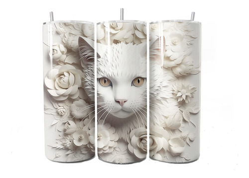 Termo Skinny Tumbler Con Estampado De Gatos Con Efecto 3d