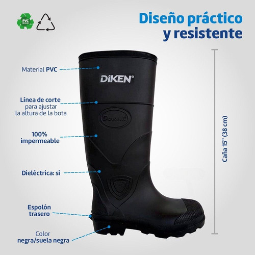 Diken Botas Jardineras/lluvia De Pvc Ecolite Antiderrapante