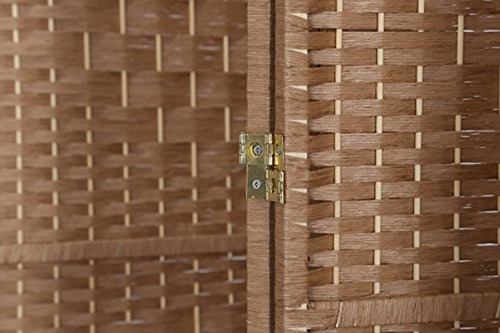 Imagen 5 de 5 de Biombo De Madera Tejida Color Marrón De 6 Pies/6 Paneles.