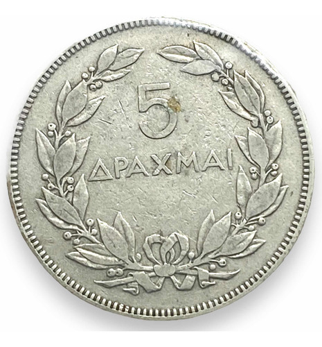 Wow Moneda Antigua De Grecia De 5 Dracmas Año 1930 (Usado)