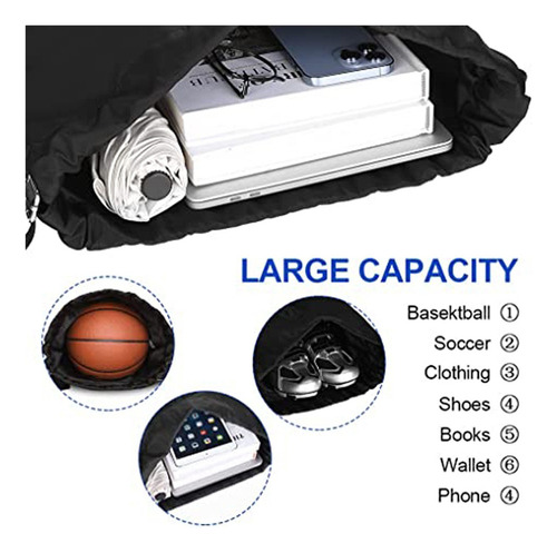 Morral De Gimnasio Con Cordón - Bolsa Grande De Nailon
