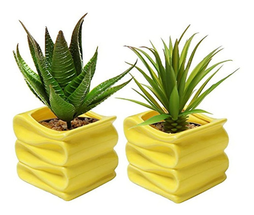 Mygift ,2 Macetas Decorativas Cerámica Para Jardinería