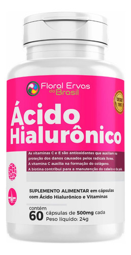 Ácido Hialurônico Premium - 60 Caps - Floral Ervas Do Brasil Sabor Sem Sabor