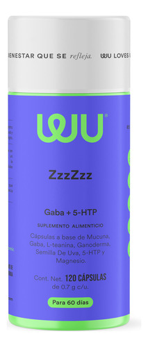 Zzzzzz | Suplemento Para Dormir/descansar, Gaba + 5 Htp | Wu |120 Capsulas Sin sabor