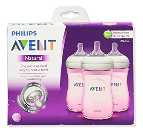 Biberones Philips Avent Natural Pp Pink De 9 Onzas (paquete