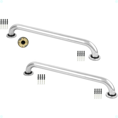 Kit 2 Barras De Apoio Alça Suporte Corrimão Segurança Pegador Acessibilidade Idoso Deficientes Parede Reta 100 Cm Ictus Metais