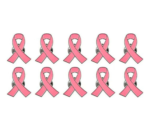 Pin Prendedor Lazo Rosa Simbolo Cáncer De Mama / 10 Unidades