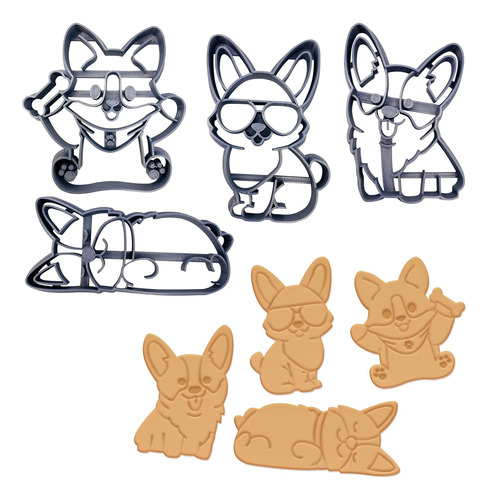 Moose Goods Corgi Cortadores De Galletas  Juego De 4 Cortad