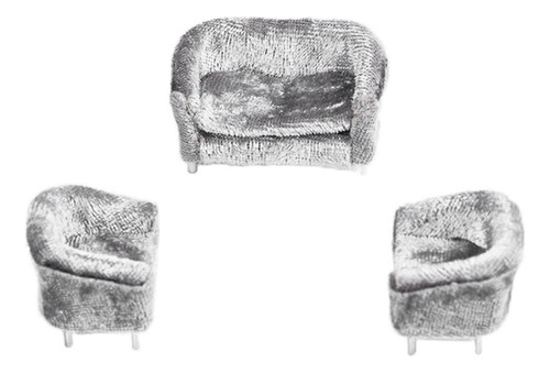 3x Mini Juguetes De Sofá Muebles De Muñeca Bjd 1/25 Gris