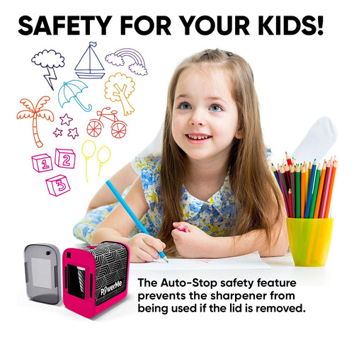 Powerme Electric Pencil Sharpener, Battery Operated, Vari Sb