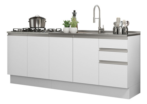 Kit 2 Muebles De Cocina Madesa Glamy Blanco 200 Cm Blanco