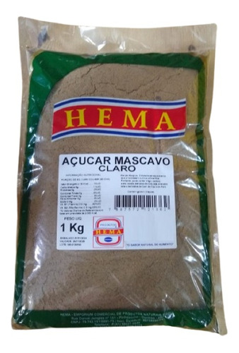 Açúcar Mascavo Claro 1k - Hema  Alimentos.