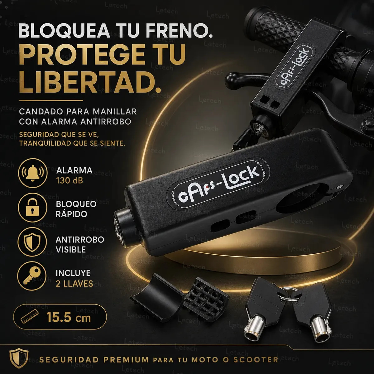 Candado Bloqueo Acelerador Manillar con Alarma 130dB, Impermeable Antirrobo, Incluye Dos Llaves, Candadosâparaâmoto, todoâparaâmotociclistas