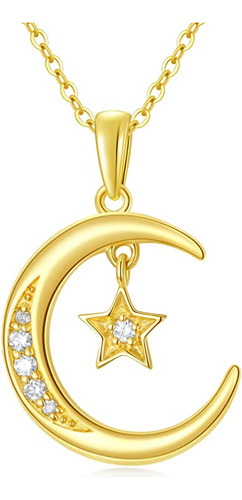 Fencci Collar De Oro De 14 Quilates Con Diamantes De Luna Y