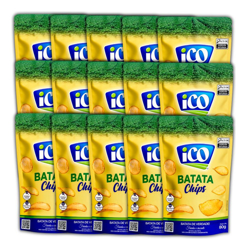 Cx 15 Pct Batata Chips Ico Artesanal Saudável E Crocante 80g