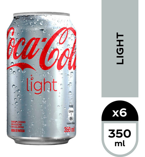 6x Bebida Coca Cola Light Lata 350cc