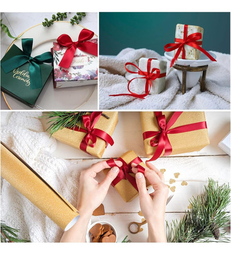 Moños Satinado Liston Navideño Colores 4cm 5 Rollos 115 M