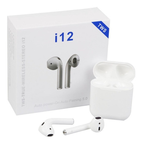 Auriculares inalámbricos Touch Tws I12 Bluetooth 5.0 de color blanco