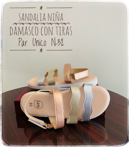 Sandalia Niña Damasco Con Tiras N°32