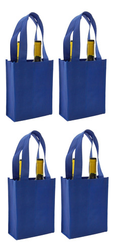 Botella Non-printed 2 Vino Bolsa Reutilizable- 4 Unidad Azul