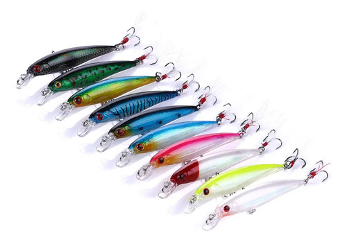 Kit 10 Iscas Artificial Minnow Predadores Meia Água 9cm 8g