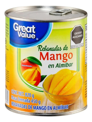 Rebanadas De Mango Great Value En Almíbar 820 G
